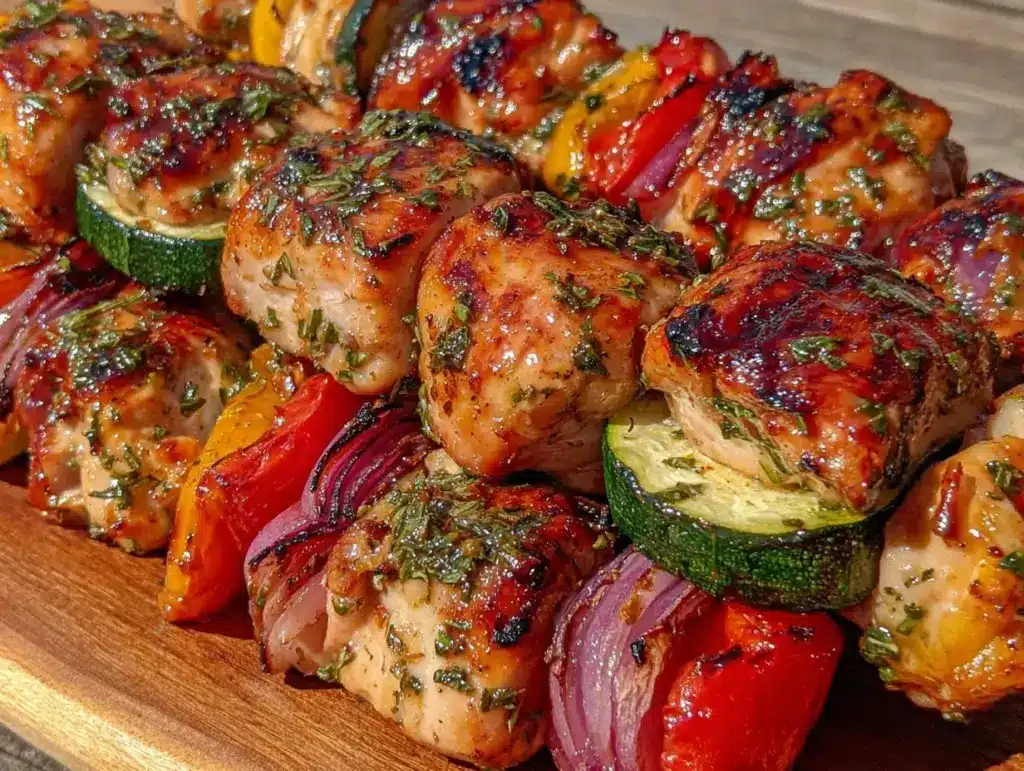 fresh grilled lemon herb chicken kabobs - featured image