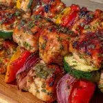fresh grilled lemon herb chicken kabobs - featured image