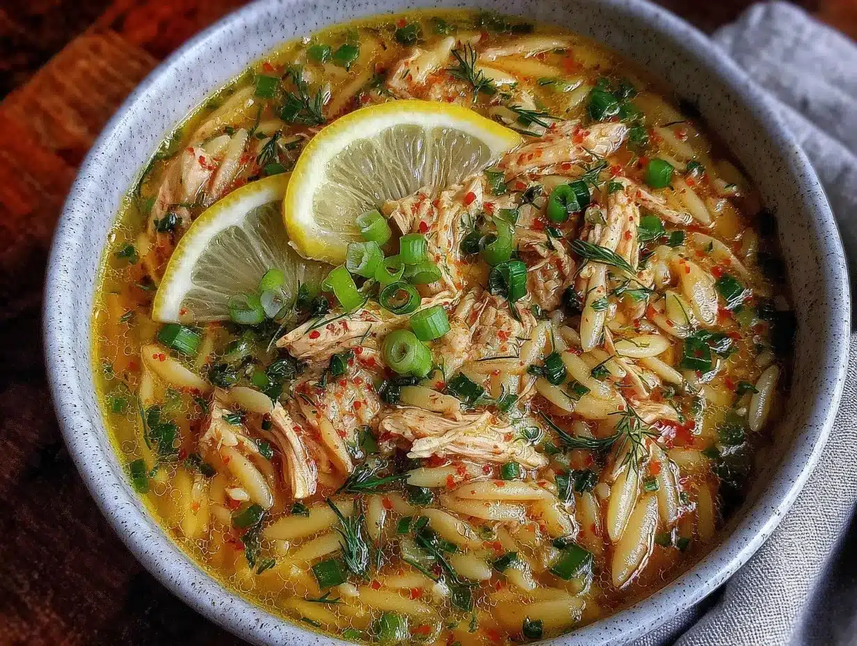 fresh lemon chicken orzo soup preparation steps
