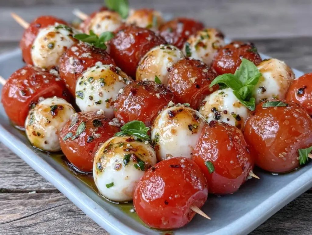 fresh mini caprese skewers - featured image