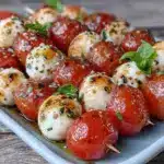 fresh mini caprese skewers - featured image