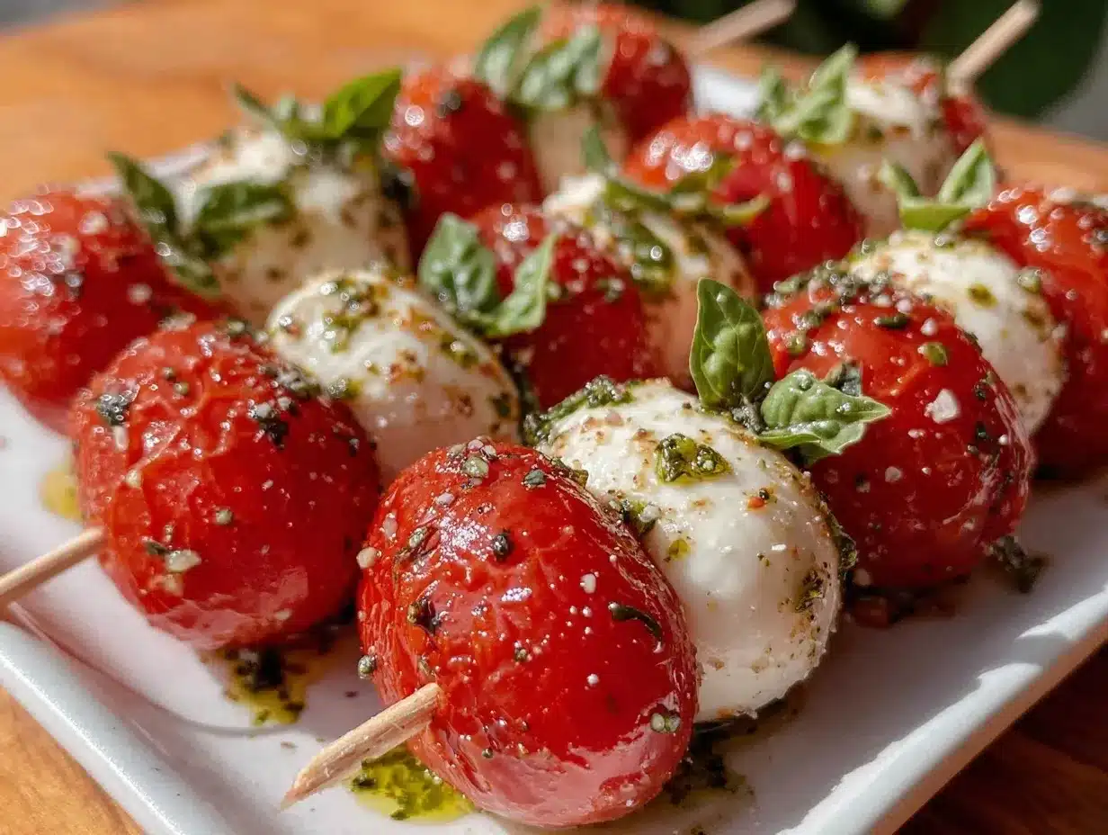 fresh mini caprese skewers preparation steps