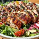 fresh spring mix salad with grilled chicken - featured image