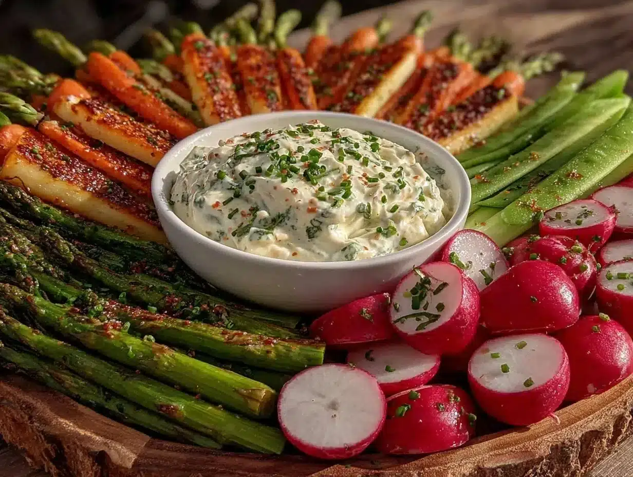 fresh spring vegetable crudité platter preparation steps