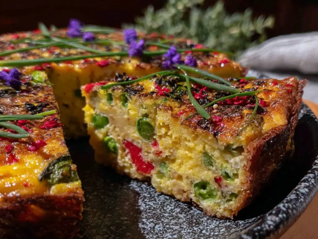 fresh spring vegetable frittata with herbs - featured image