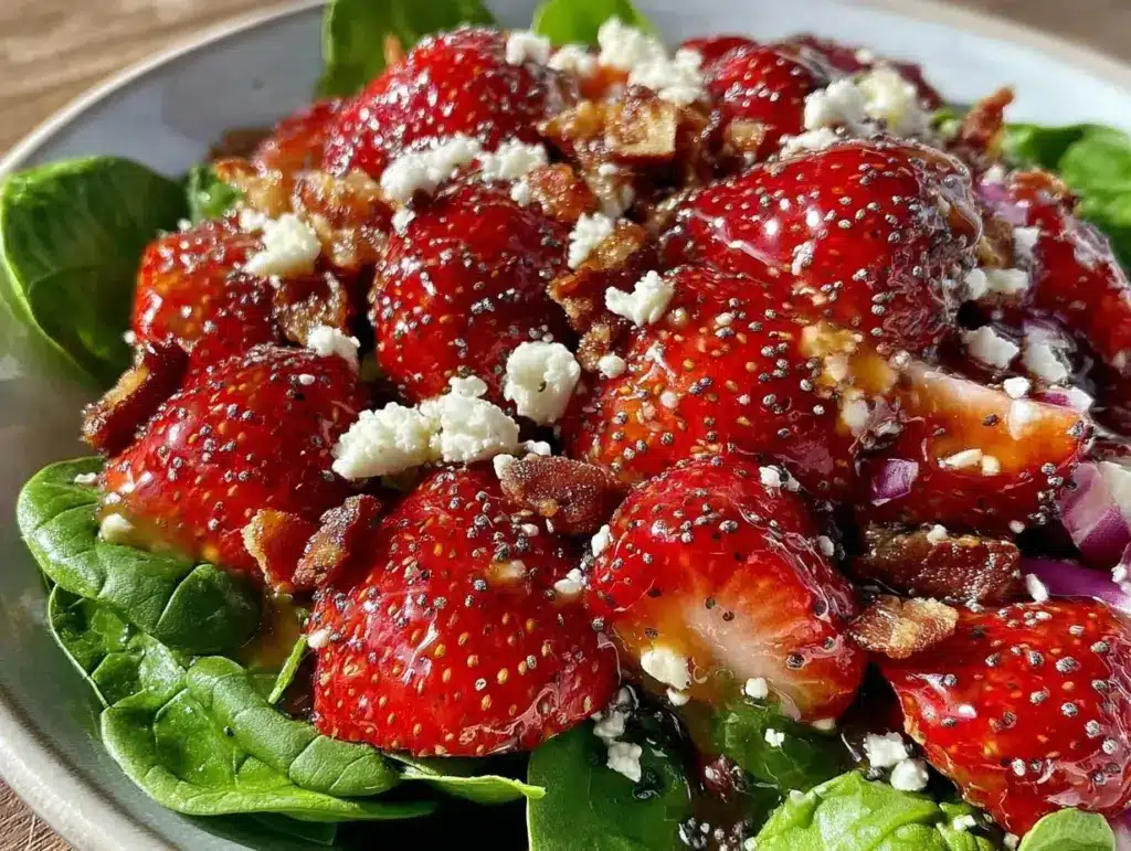 fresh strawberry spinach salad - featured image
