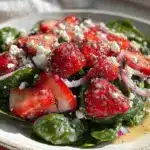 fresh strawberry spinach salad - featured image