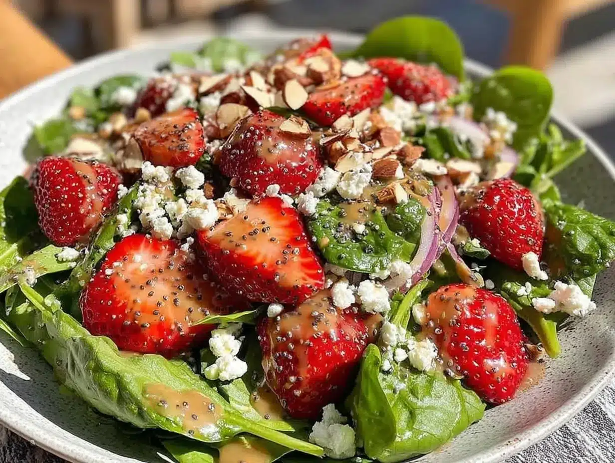 fresh strawberry spinach salad preparation steps