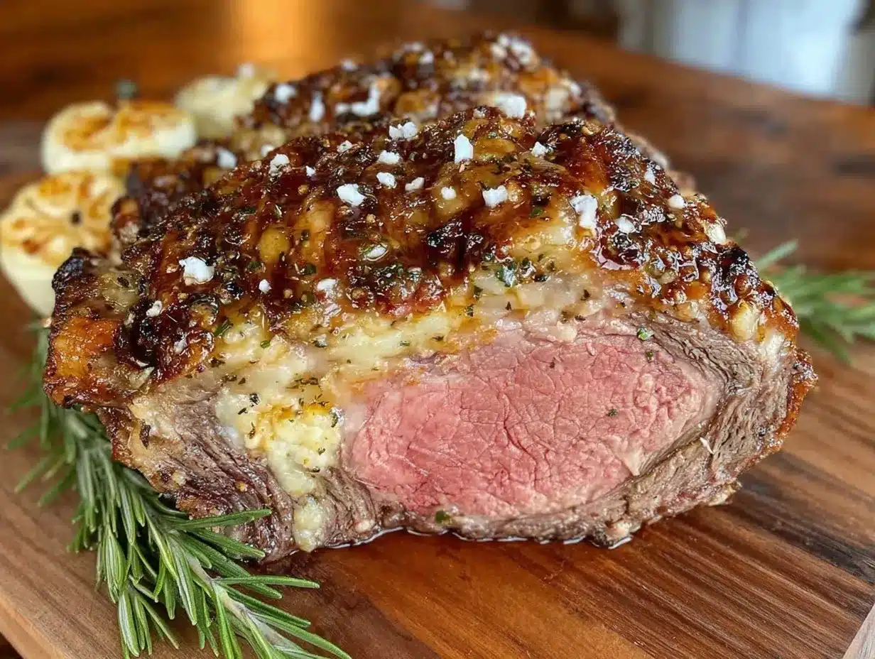 garlic and rosemary prime rib roast preparation steps
