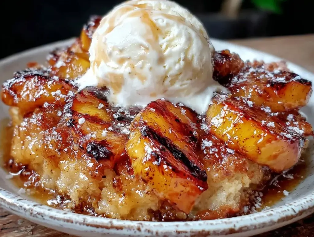 grilled peach cobbler - featured image