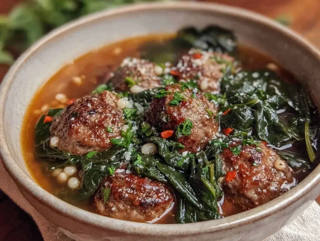 italian wedding soup with mini meatballs - featured image