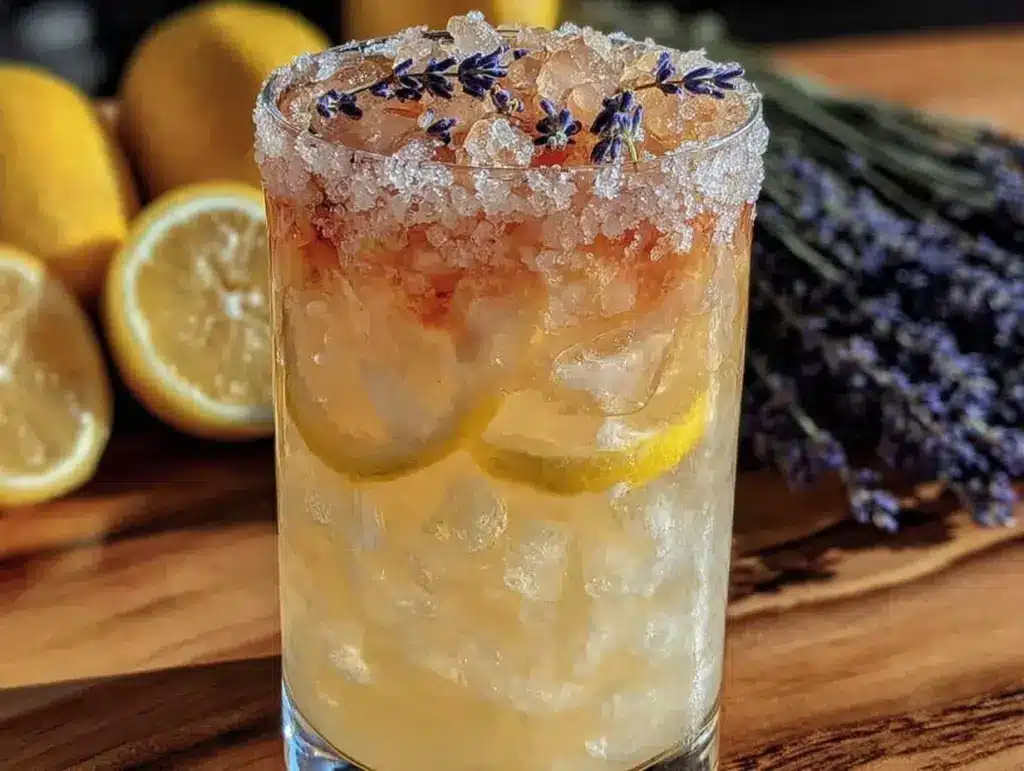 lavender lemonade gin fizz cocktail - featured image