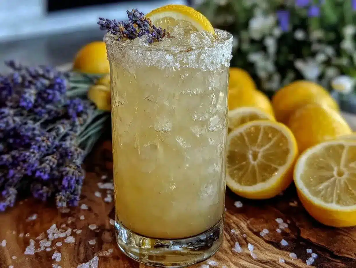 lavender lemonade gin fizz cocktail preparation steps