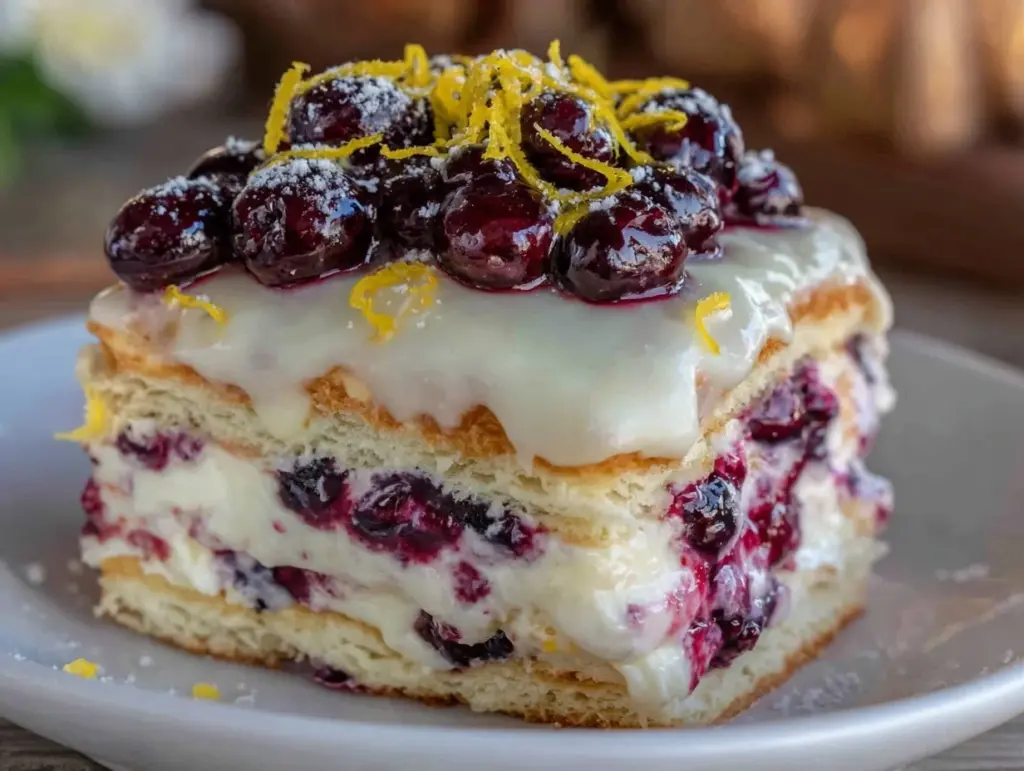 lemon blueberry icebox cake - featured image