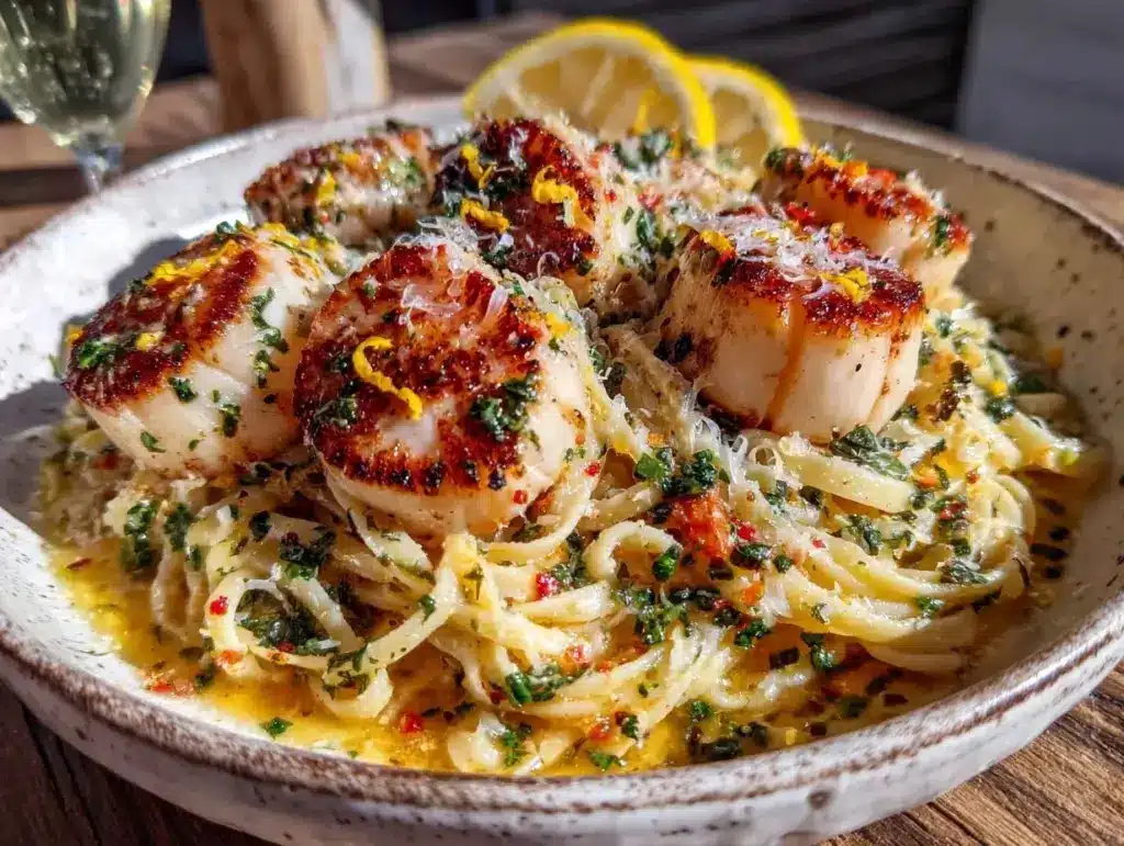 lemon butter scallop linguine - featured image