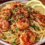 lemon garlic butter shrimp spaghetti - featured image