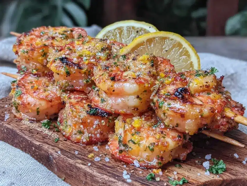lemon garlic shrimp skewers - featured image