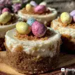 mini cadbury egg cheesecake cups - featured image