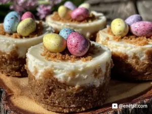 mini cadbury egg cheesecake cups - featured image