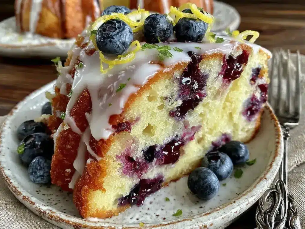 moist lemon blueberry bundt cake - featured image