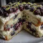 moist lemon blueberry layer cake - featured image