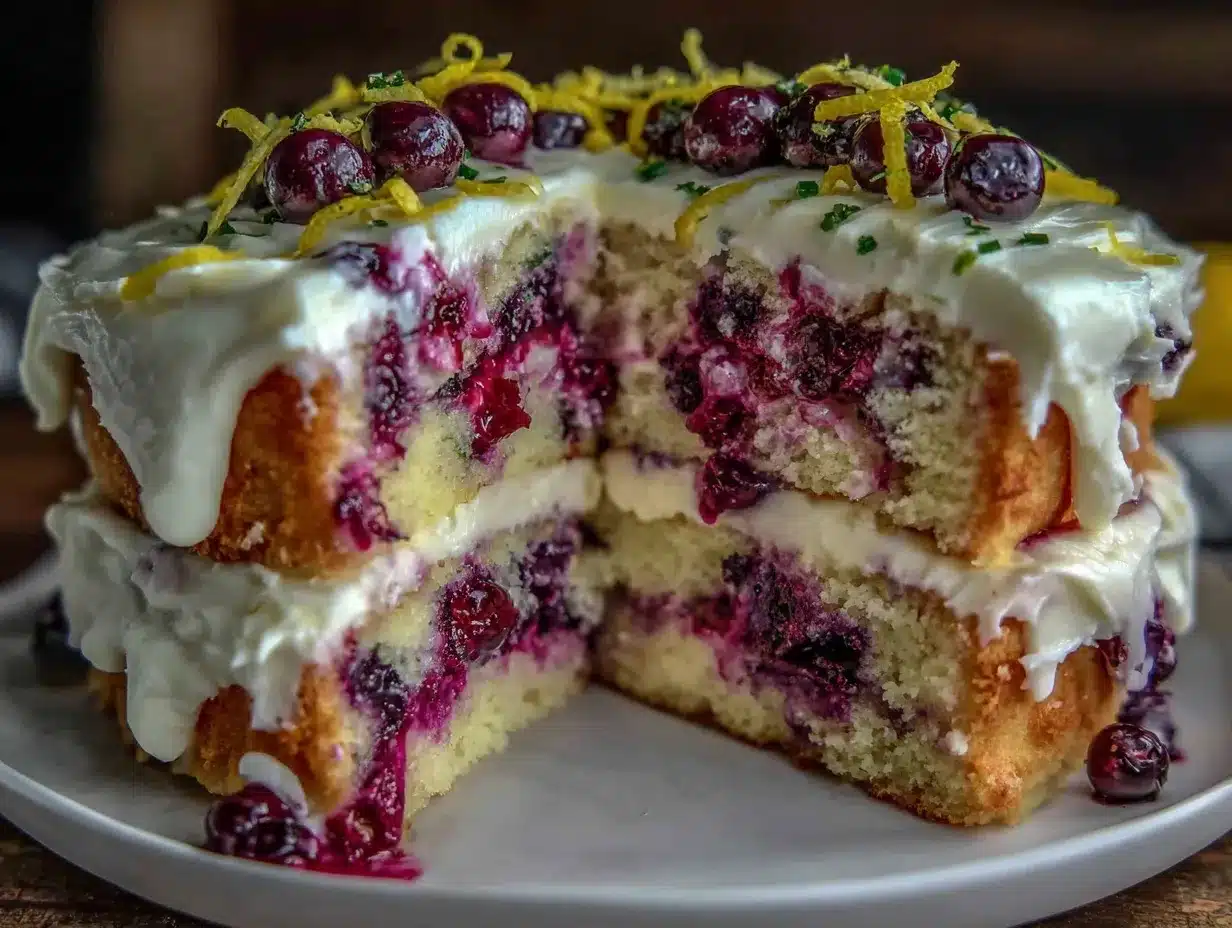 moist lemon blueberry layer cake preparation steps