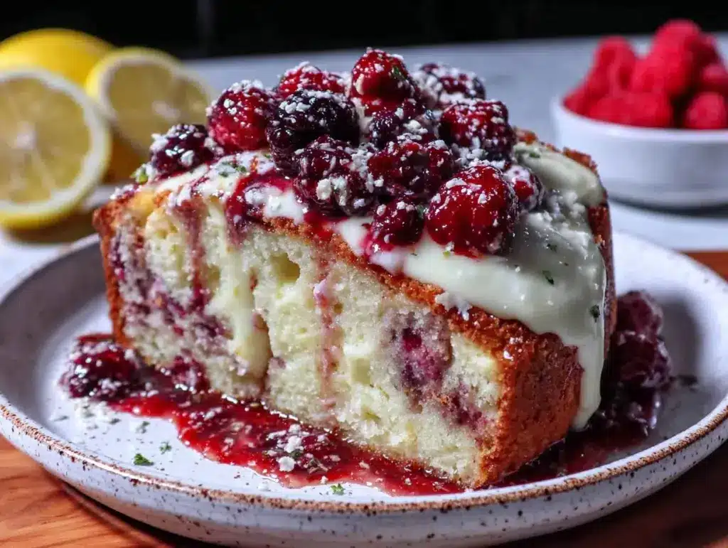 moist lemon cream cheese pound cake - featured image