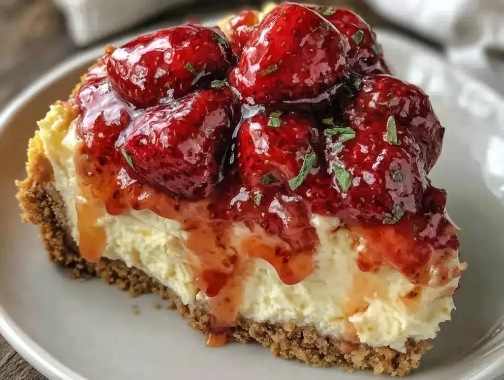 no bake strawberry cheesecake - featured image