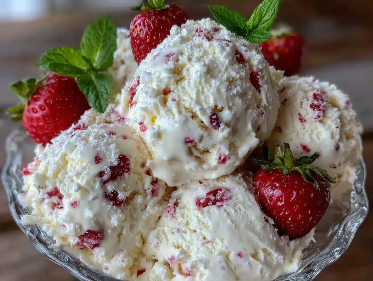 no-churn strawberry cheesecake ice cream preparation steps
