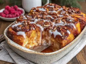 overnight cinnamon roll french toast bake - featured image