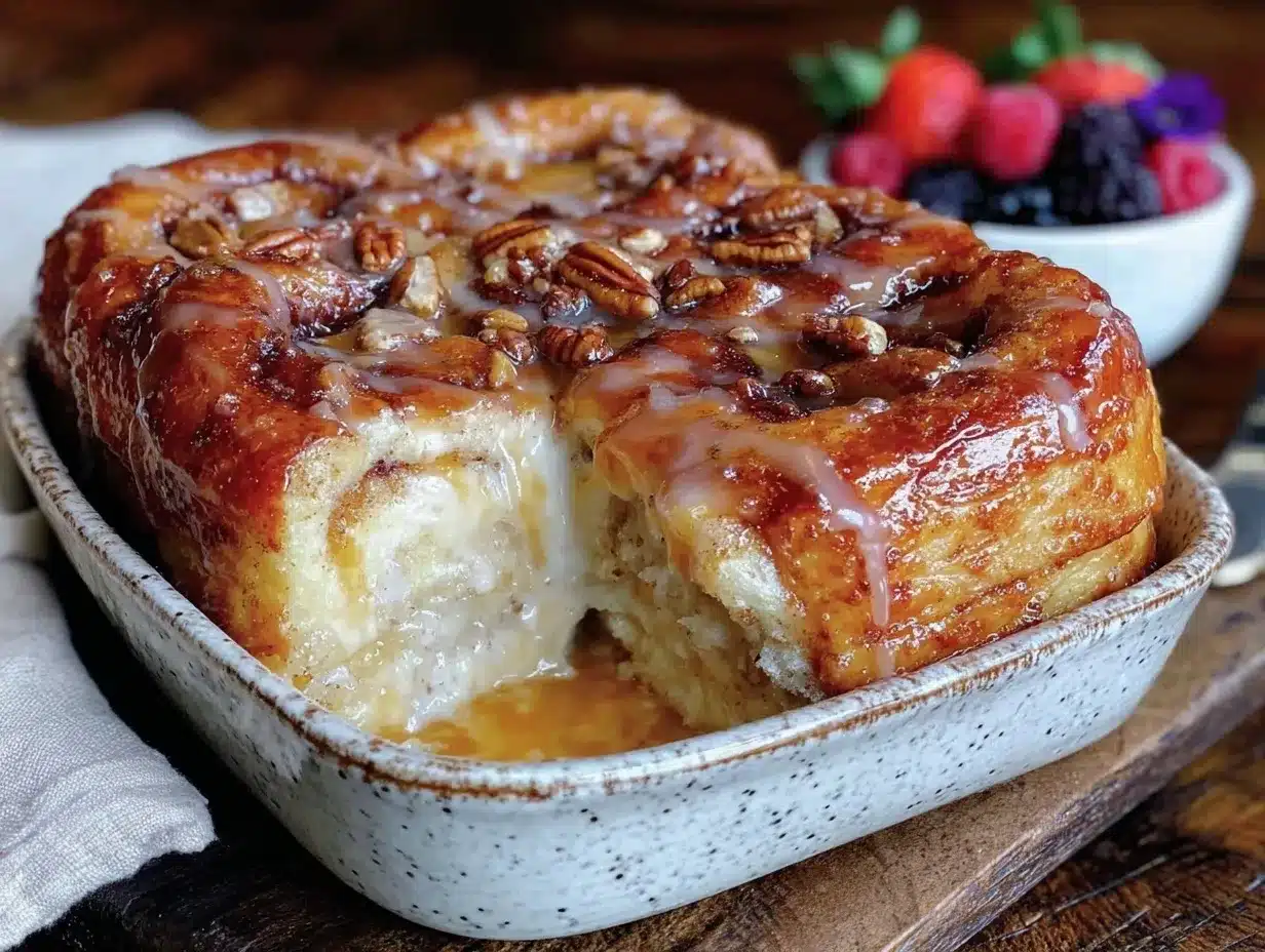 overnight cinnamon roll french toast bake preparation steps