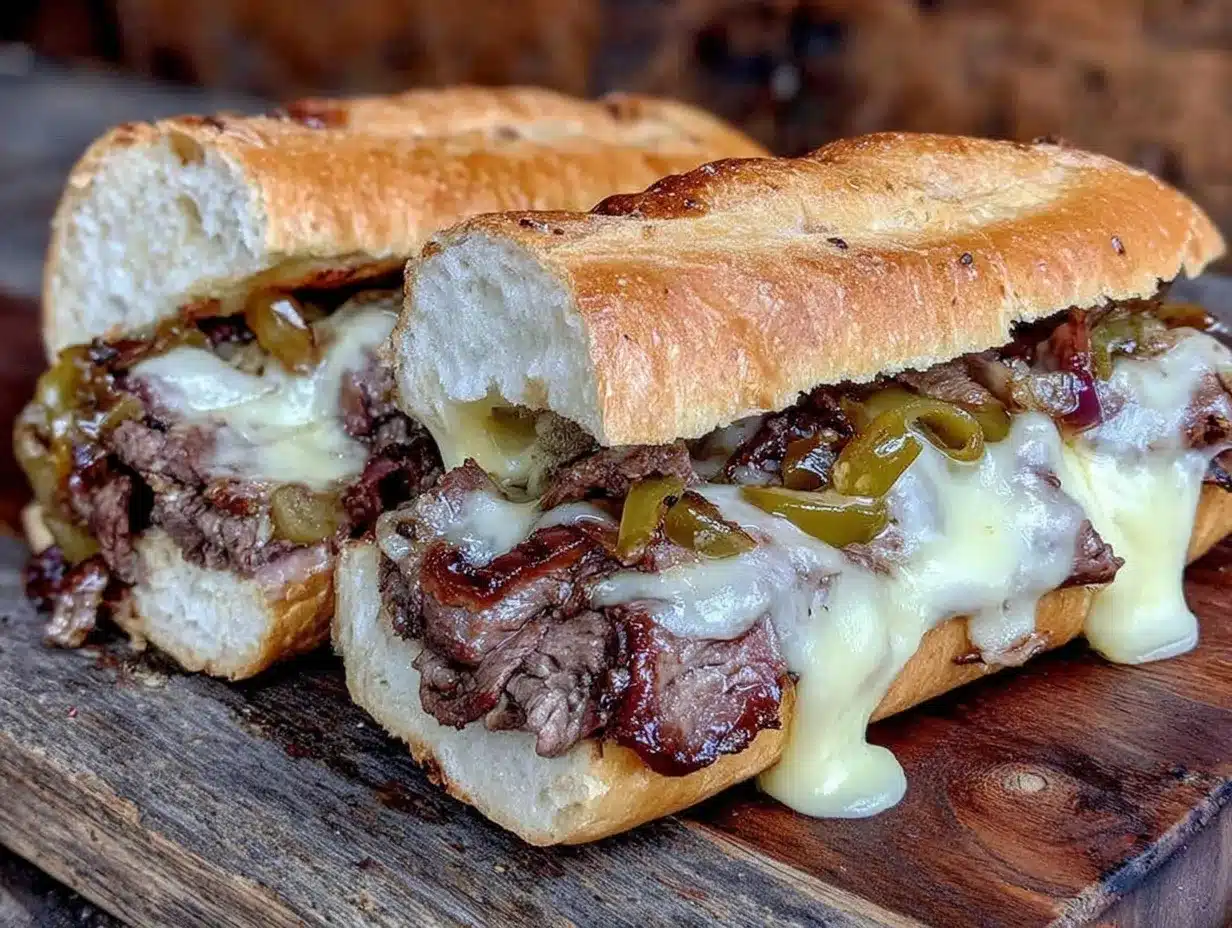 Philly cheesesteak with provolone cheese preparation steps
