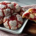 soft strawberry crinkle cookies - featured image