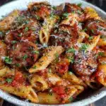 spicy arrabbiata pasta with italian sausage - featured image
