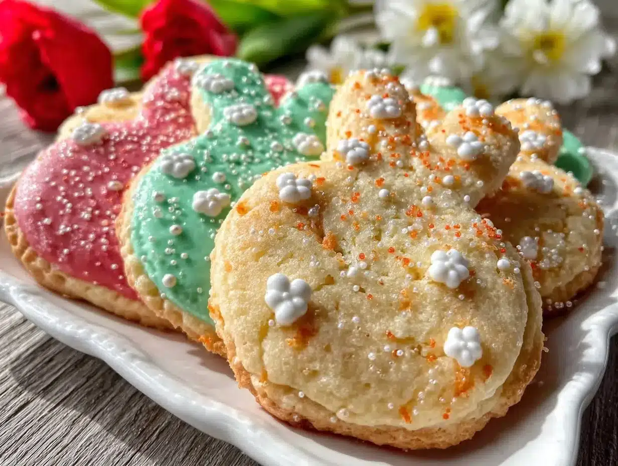 spring bunny-shaped sugar cookies preparation steps