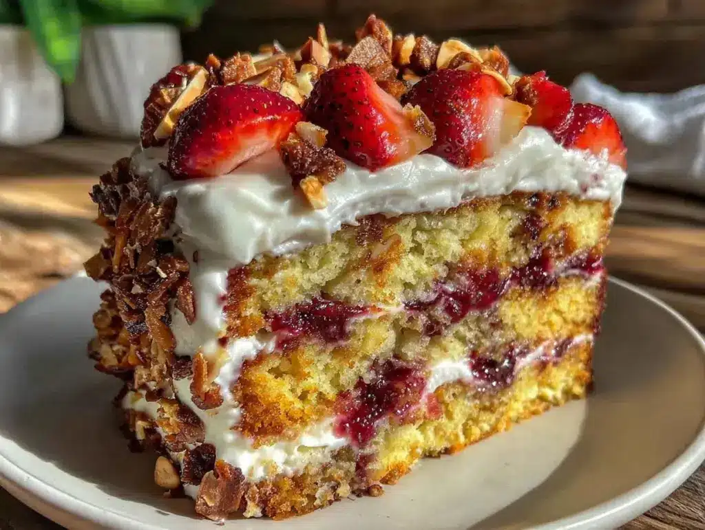 Strawberry Crunch Cake Recipe - featured image