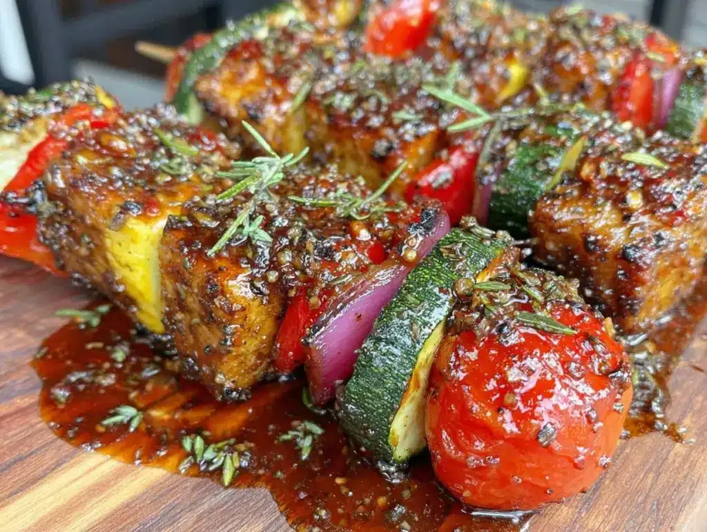 sweet and tangy grilled vegetable skewers - featured image