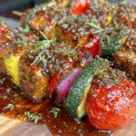 sweet and tangy grilled vegetable skewers - featured image