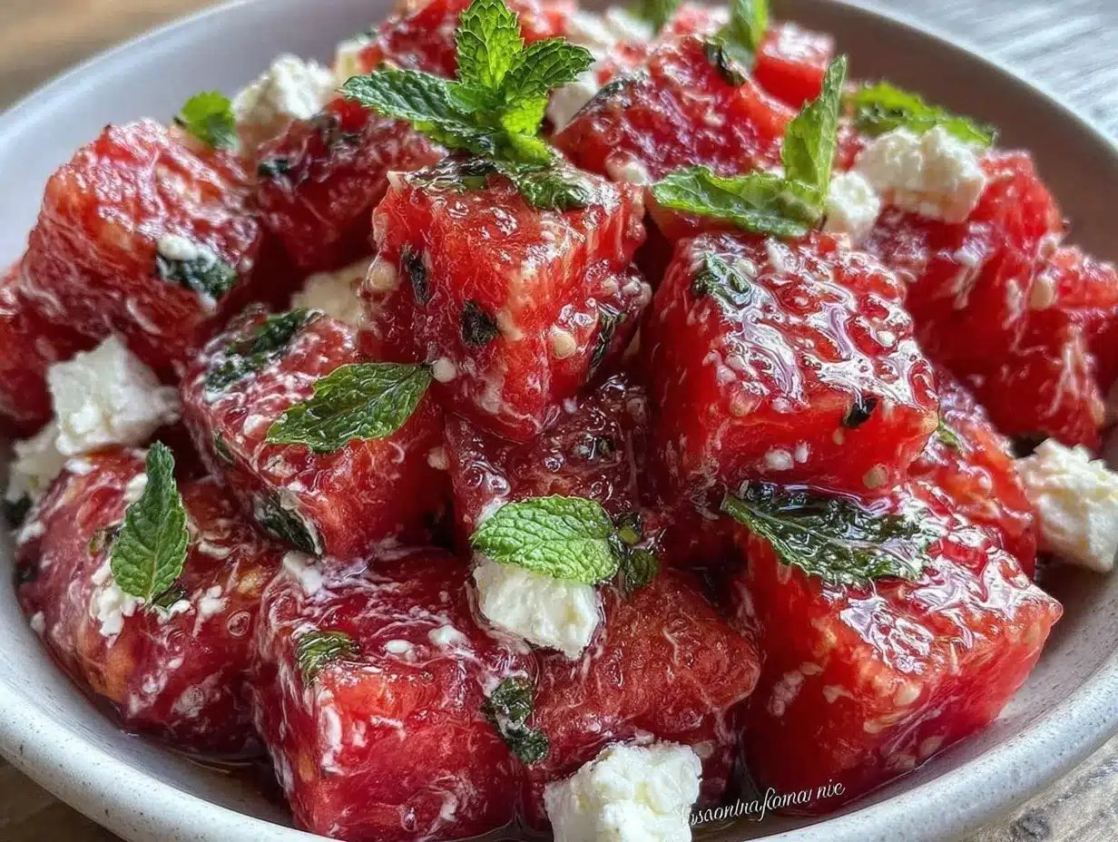 watermelon feta mint salad preparation steps