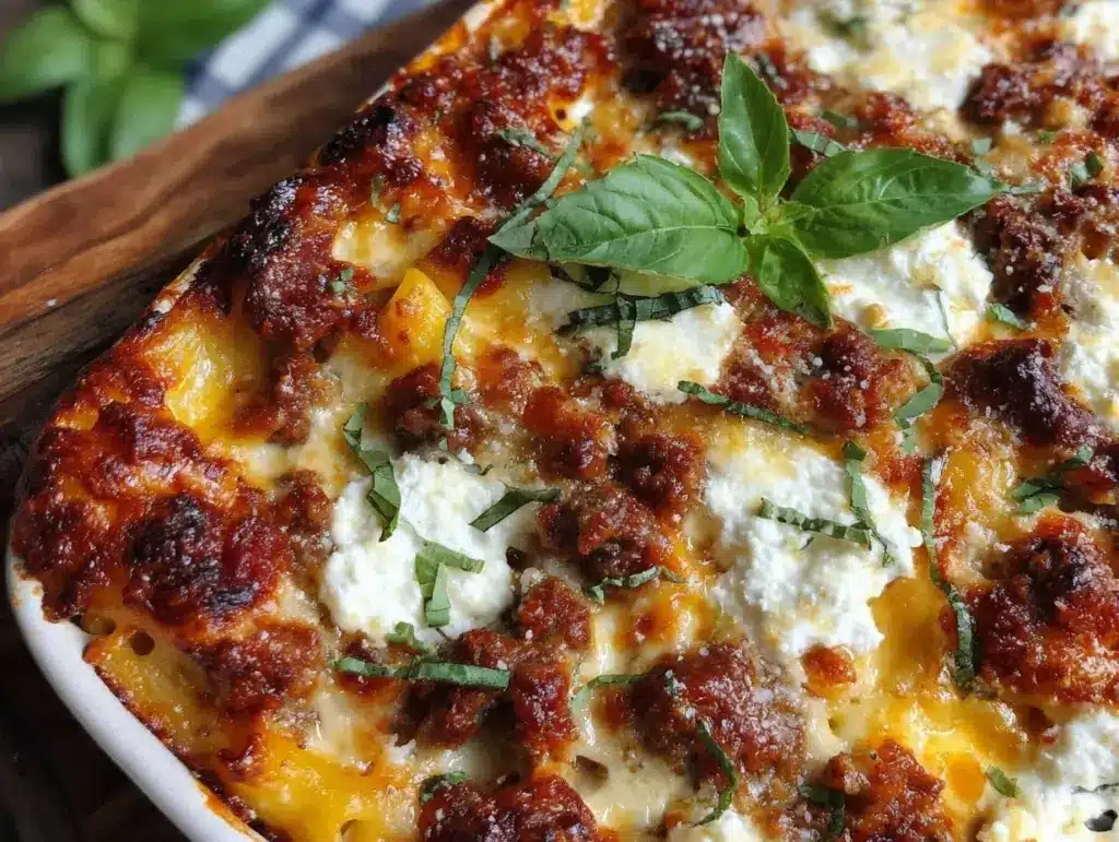 baked ziti with ricotta and italian sausage - featured image