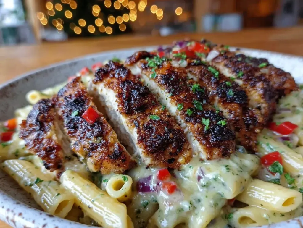 blackened chicken alfredo - featured image
