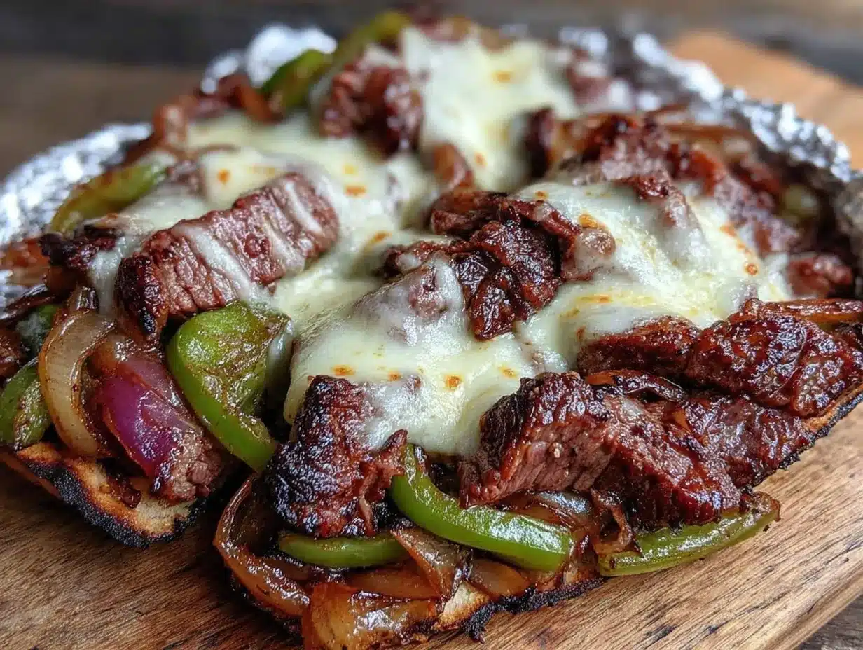campfire foil packet philly cheesesteaks preparation steps