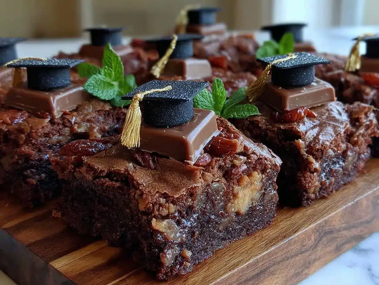 candy bar brownie graduation caps preparation steps