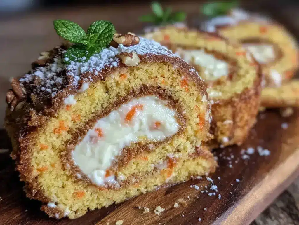carrot cake swiss roll - featured image