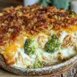 cheesy chicken broccoli rice casserole - featured image