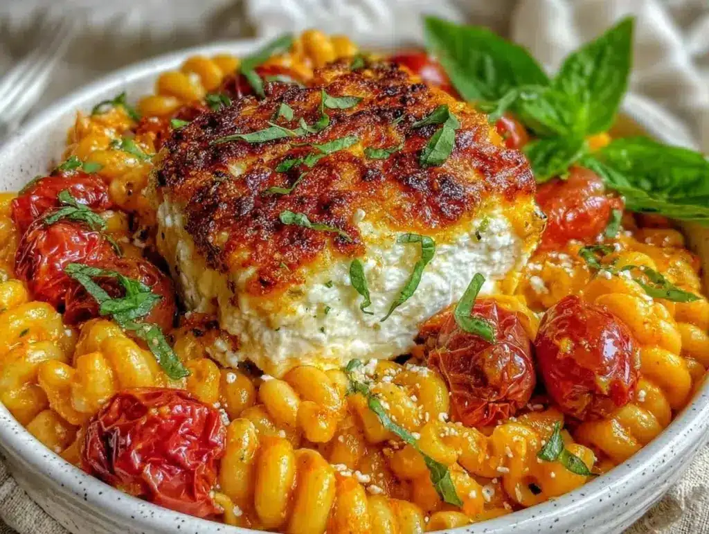 creamy baked feta pasta - featured image