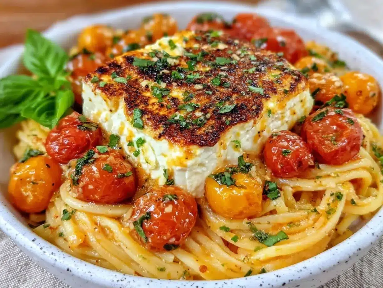 creamy baked feta pasta preparation steps