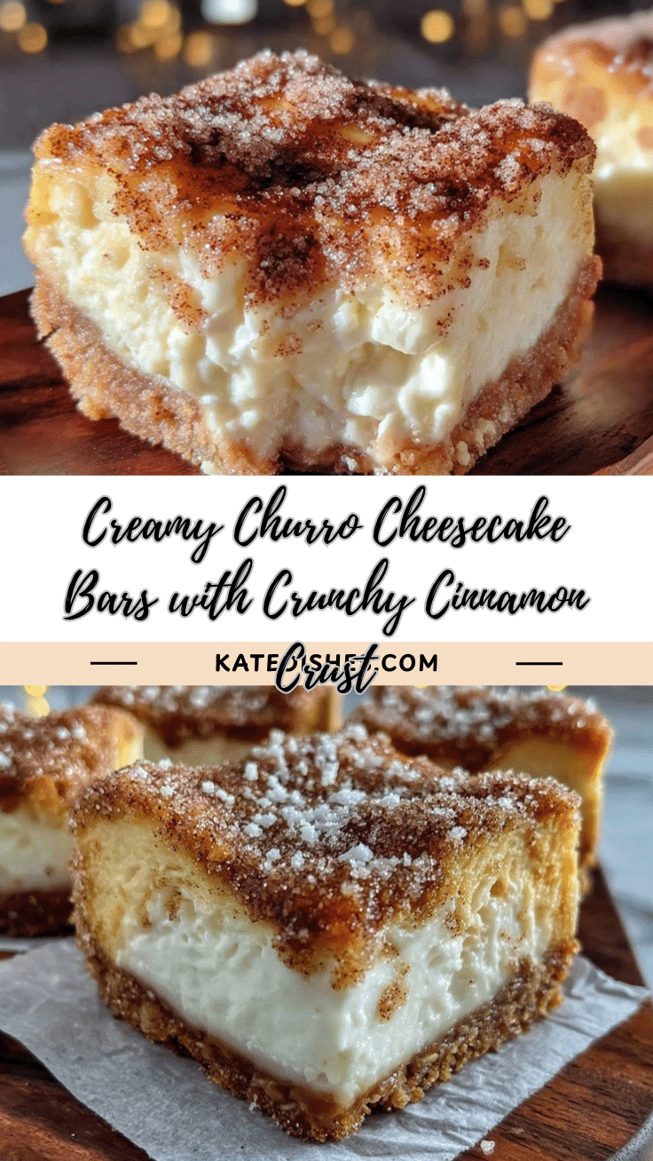 creamy churro cheesecake bars recipe