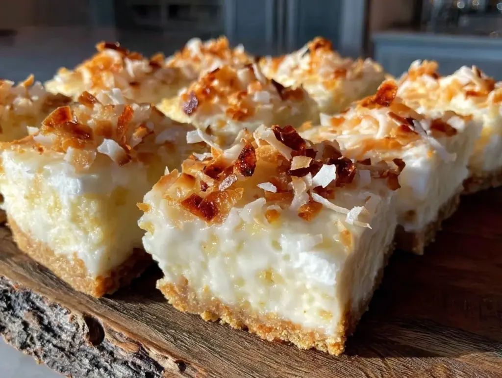 creamy coconut cream pie bars - featured image
