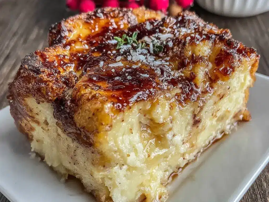 creamy crème brûlée french toast bake - featured image